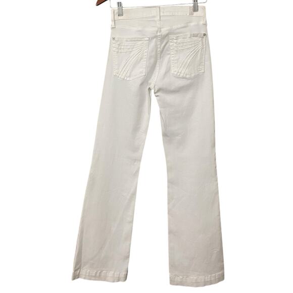 7 For All Mankind Tailorless Dojo Jeans US 26 White 7 Logo Pocket Flare Denim - Picture 6 of 14